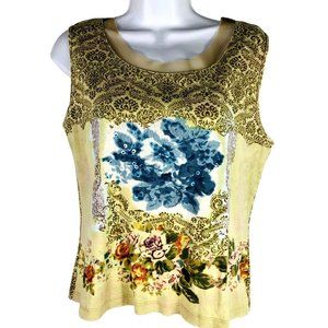 Sunset Cove Women's Size Small‎ Tank Top Tan, Blue Sequined
